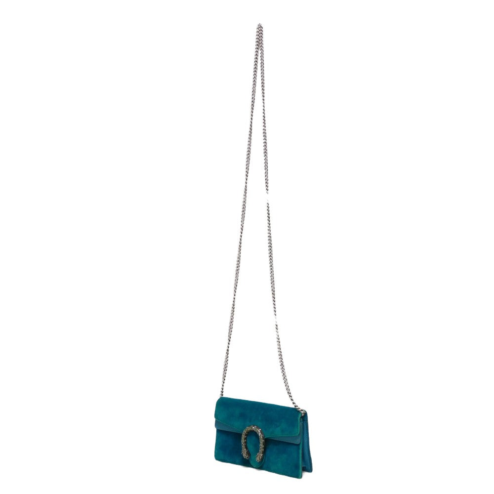 GUCCI Shoulder Bag 476432 K4DNN 4471 velvet Turquoise Tiger Head Crystal Dionysus Super Mini Bag Women