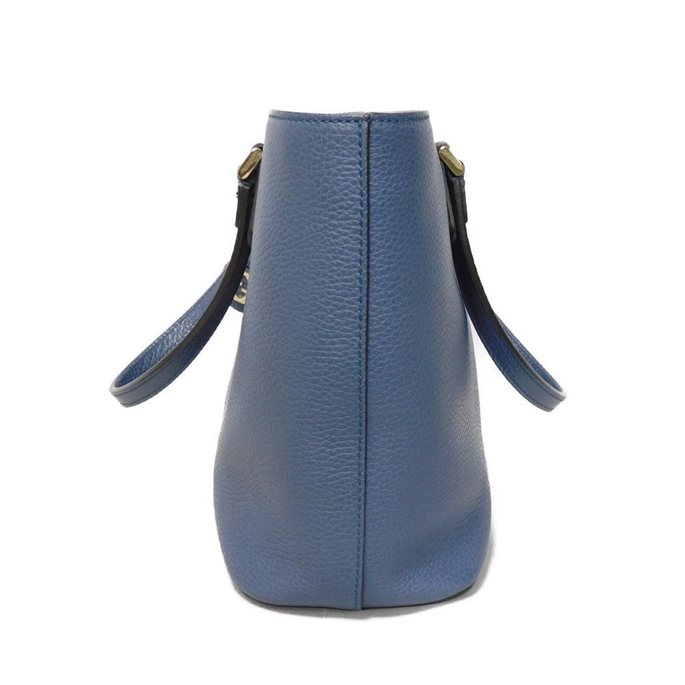 GUCCI Tote Bag 388561 Calf leather (embossed) blue Logo foil stamping GG charm Interlocking G tote unisex(Unisex)