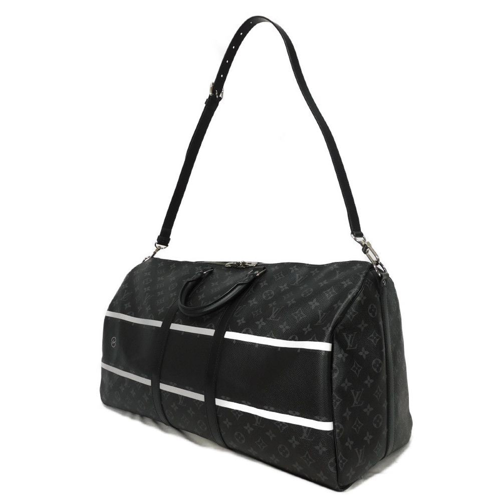 LOUIS VUITTON Boston Duffel bag Monogram Eclipse Canvas (Flash Print) Noir Fragment Circle Thunder Hiroshi Fujiwara Monogram Eclipse Keepall bandouliere 55 mens