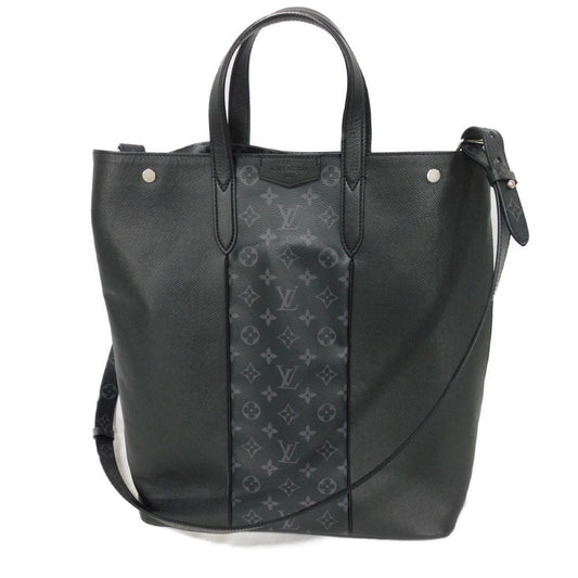 LOUIS VUITTON Tote Bag Taiga leather x monogram canvas Noir Black Shoulder Bag Taigarama monogram Eclipse City tote mens