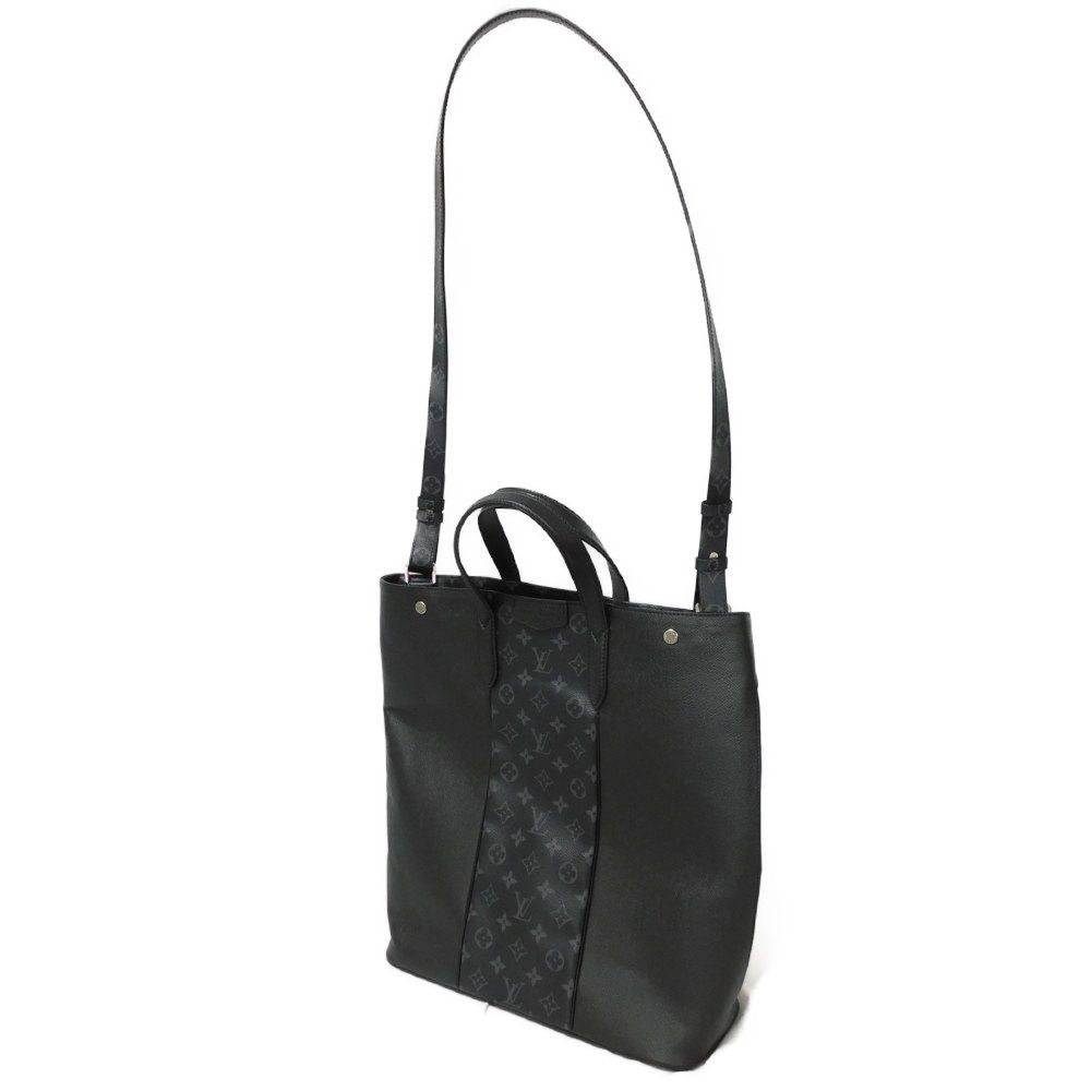 LOUIS VUITTON Tote Bag Taiga leather x monogram canvas Noir Black Shoulder Bag Taigarama monogram Eclipse City tote mens