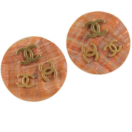 Chanel Chanel Coco Mark Earring S  G Plated Beige 94P  15.0g Coco Mark  ?Cool?  Earring Shell