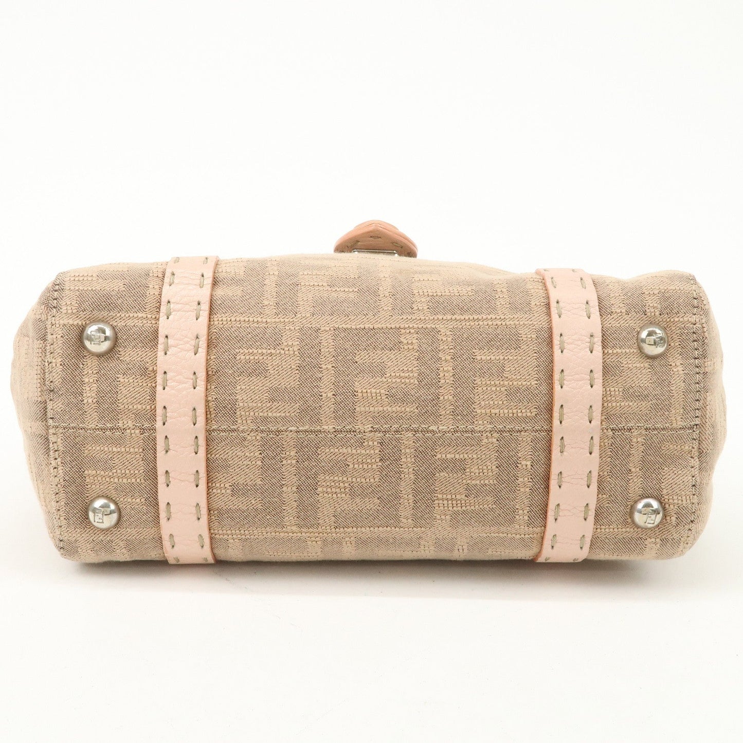 FENDI Zucca Selleria Leather Mini Linda Hand Bag Pink 8BR486