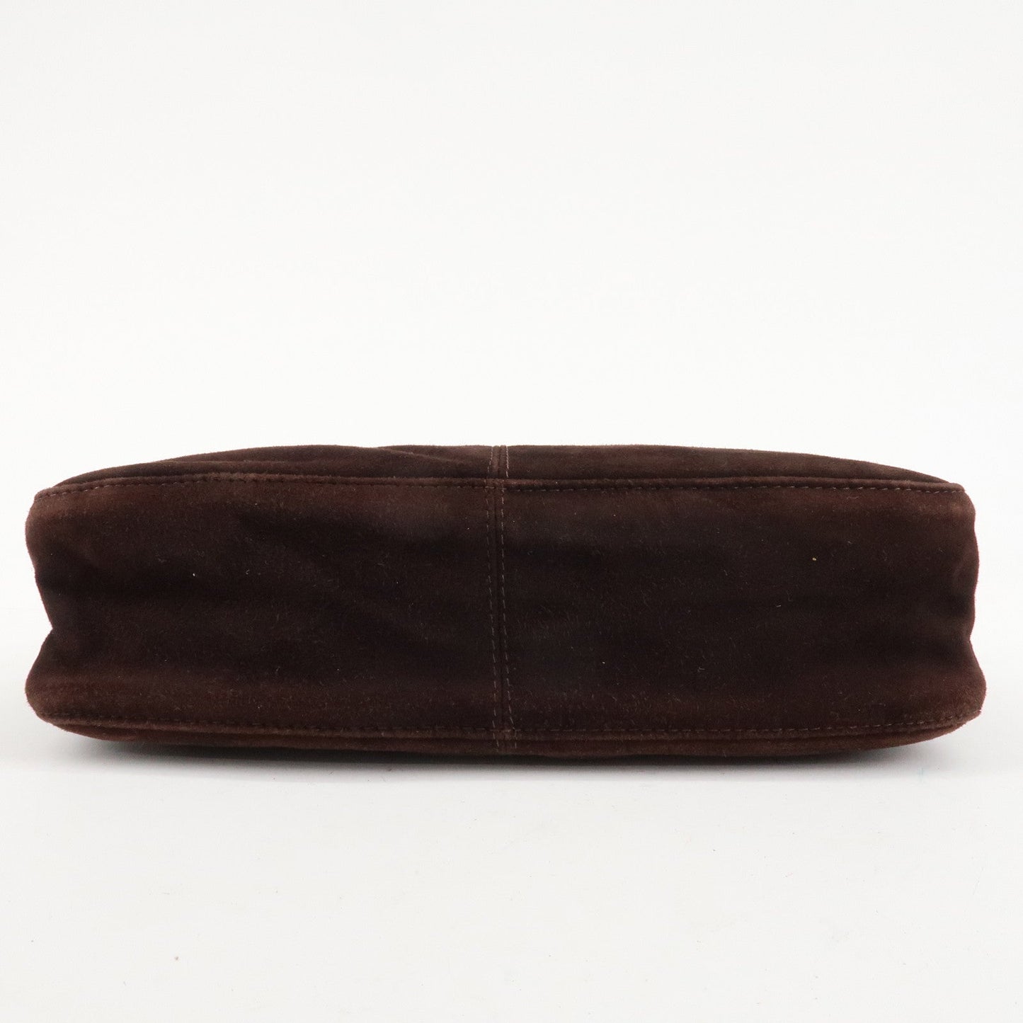FENDI Suede Leather Shoulder Bag Dark Brown 26722