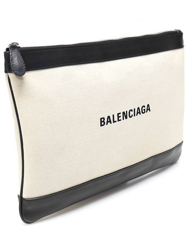 Luxury Balenciaga Trending 2026 420407 Cotton Canvas Navy Clip M Clutch
