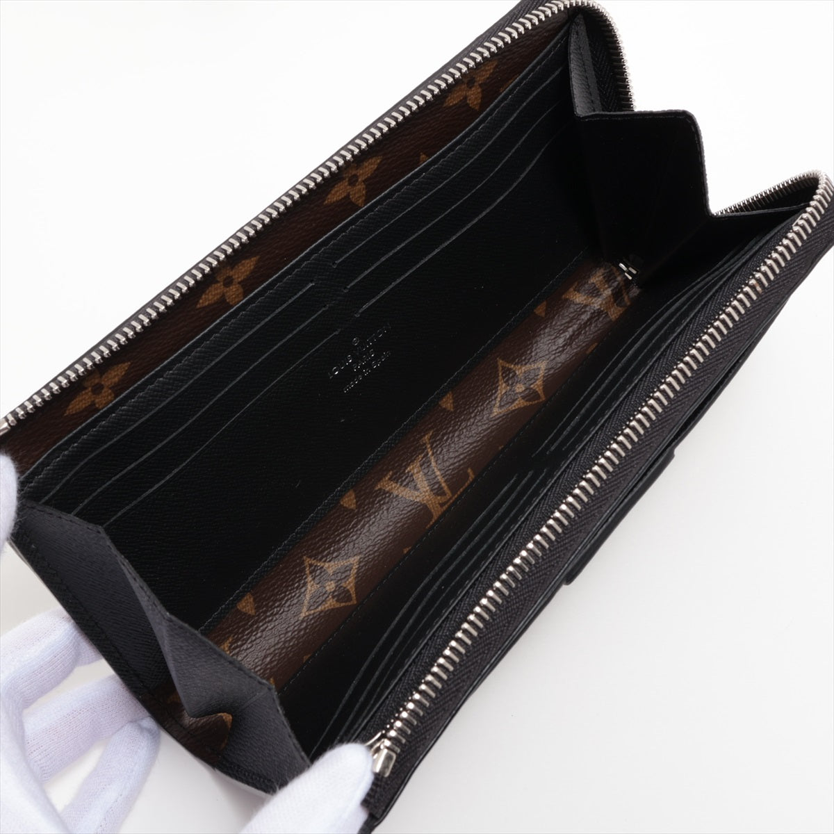 Louis Vuitton Monogram Makassar Zippy Dragon M69407 Black Brown Round Zip Wallet