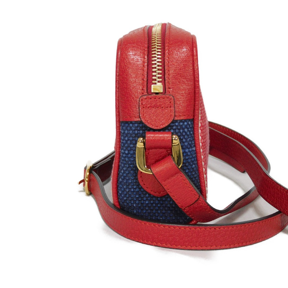 GUCCI Shoulder Bag 517350 Baia de la linen canvas x calf leather Tricolor Baiadera Linen Trio-Colour Crossbody Double G Ophidia mini bag unisex(Unisex)