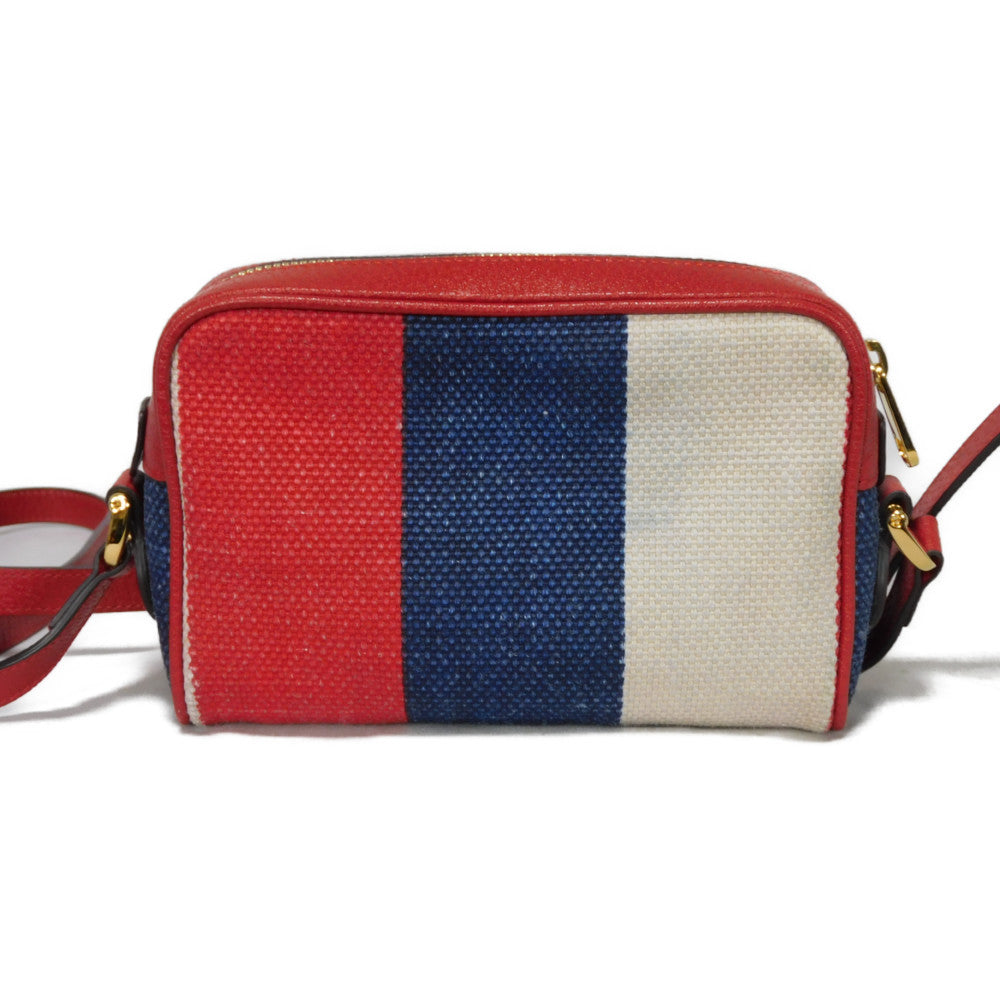 GUCCI Shoulder Bag 517350 Baia de la linen canvas x calf leather Tricolor Baiadera Linen Trio-Colour Crossbody Double G Ophidia mini bag unisex(Unisex)