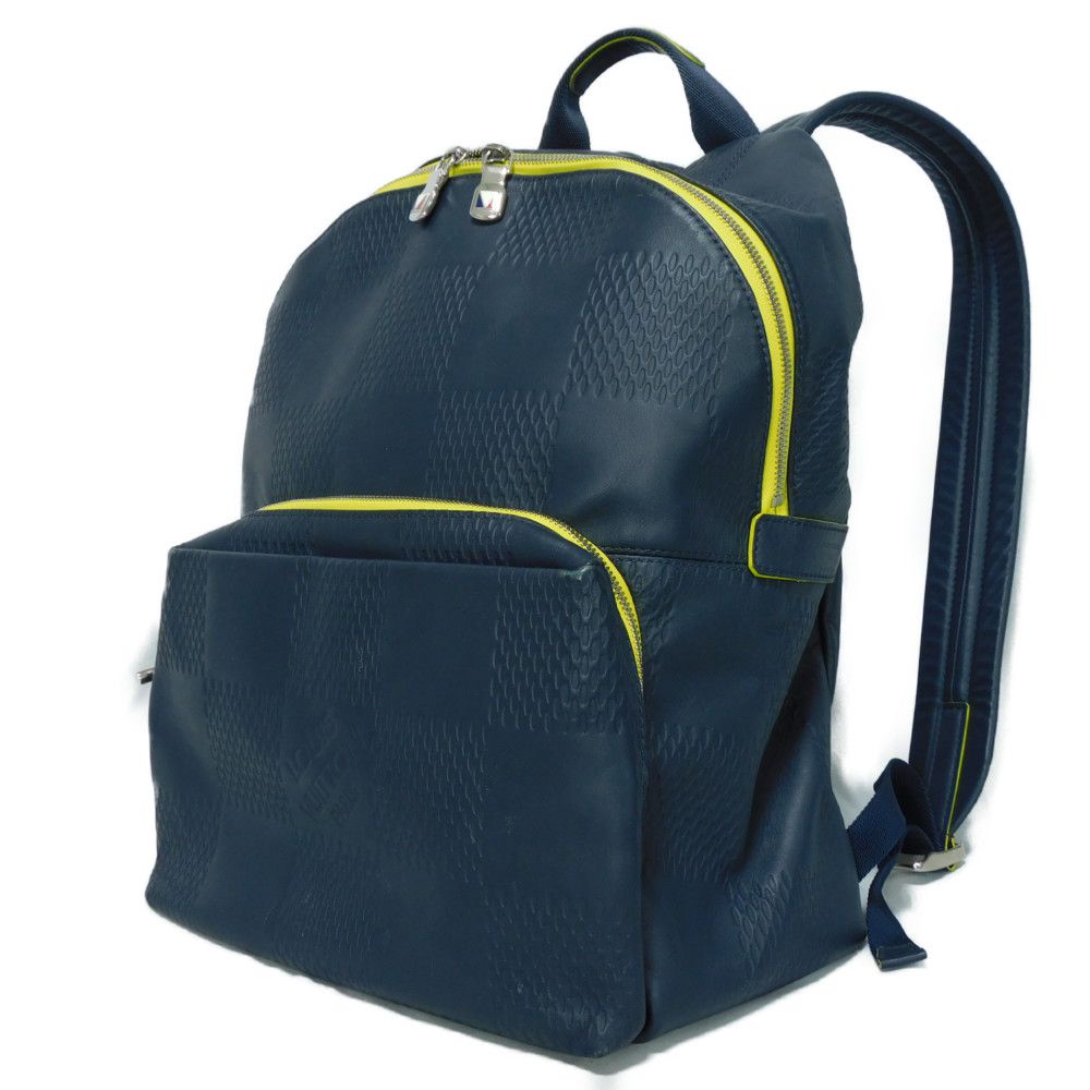  LOUIS VUITTON Backpack Anfini Leather (Damie embossed) Asphalt blue Damier Anfini Apollo