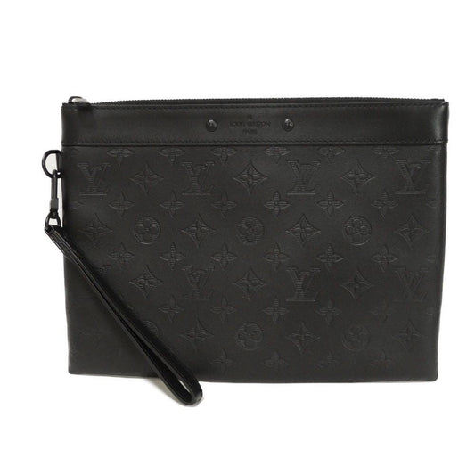 LOUIS VUITTON Clutch bag Shadow leather (monogram embossing) Noir Current LV logo black strap RFID Monogram shadow pochette to go mens