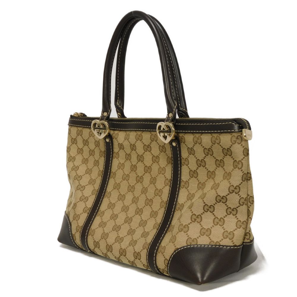 GUCCI Tote Bag 257069 GG canvas x calf leather beige GG canvas Lovely Heart Tote