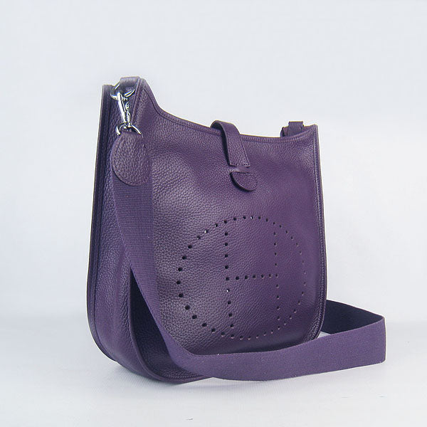 Luxury Hermes Evelyne I handbag purple silver