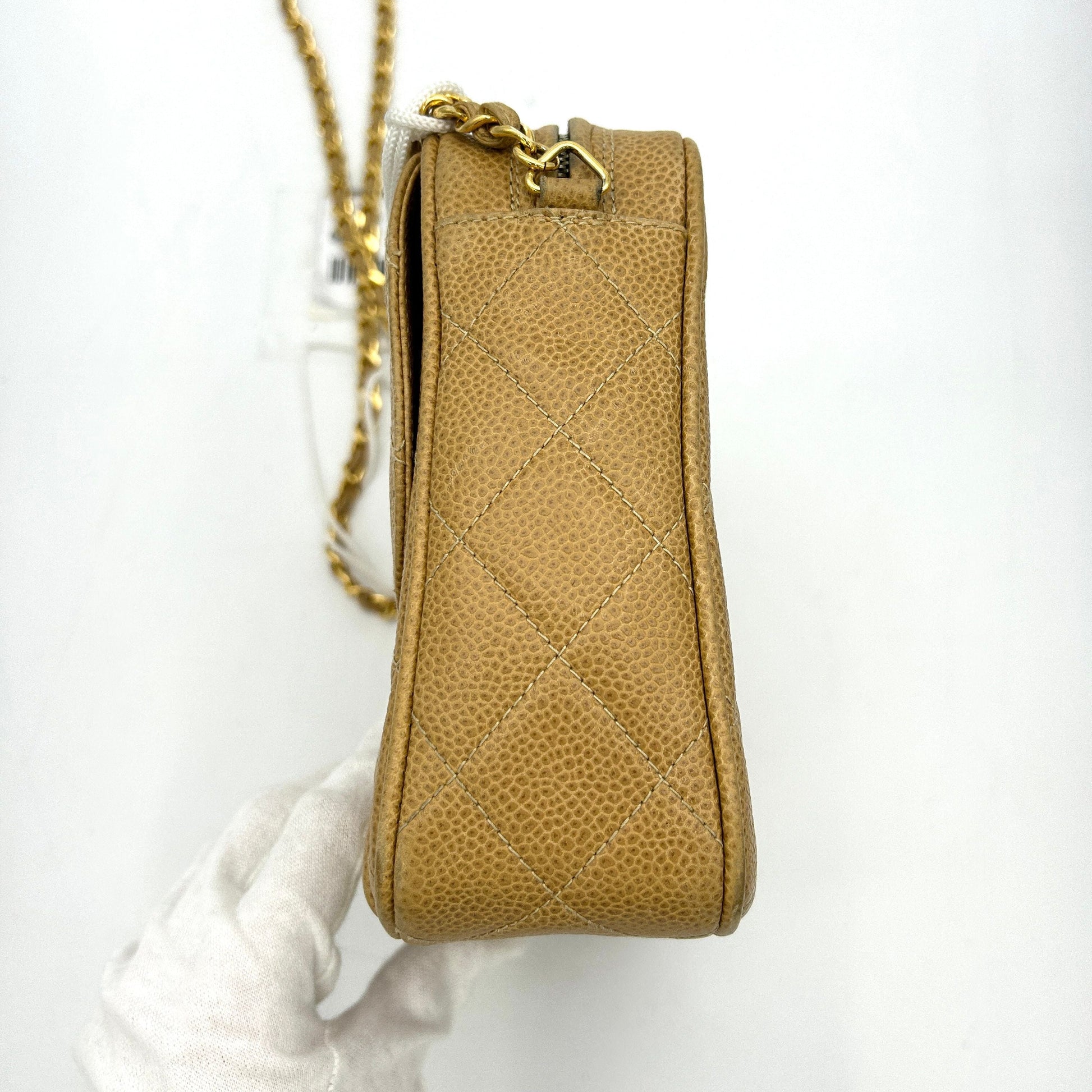 Chanel Cabian Skin Chevron Fringe Chain Shoulder Bag Leather LA29807
