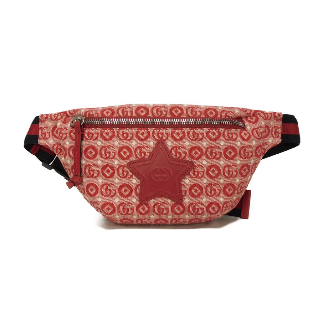 GUCCI Sling bag 502095 FABBD 6479 Cotton canvas x calf leather Red GG Web Cotton Chilled license Star Interlocking G Waist Pouch Kids
