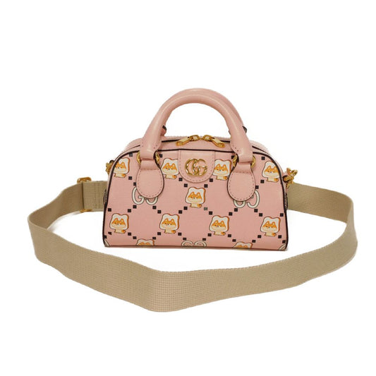 GUCCI Handbag 724606 AABUY 8442 Calf leather Light pink GG Offdia Animal Print Mini Bag