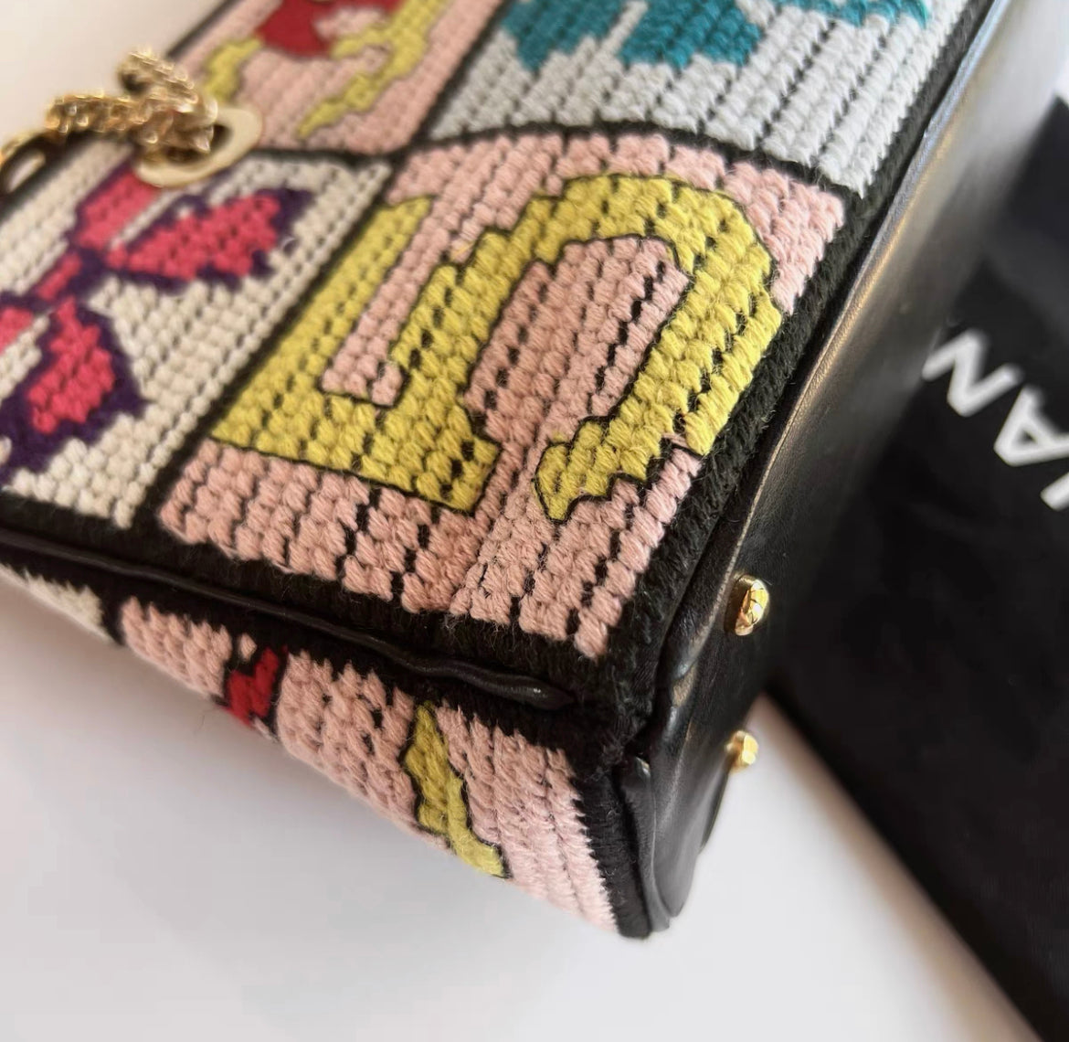 Chanel Cross stitch shoulder bag