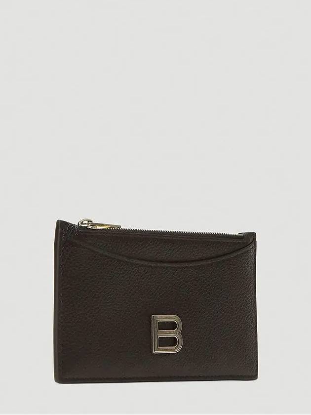 Luxury Balenciaga Trending 2026 Hourglass Zipper Leather Card Wallet Black Silver