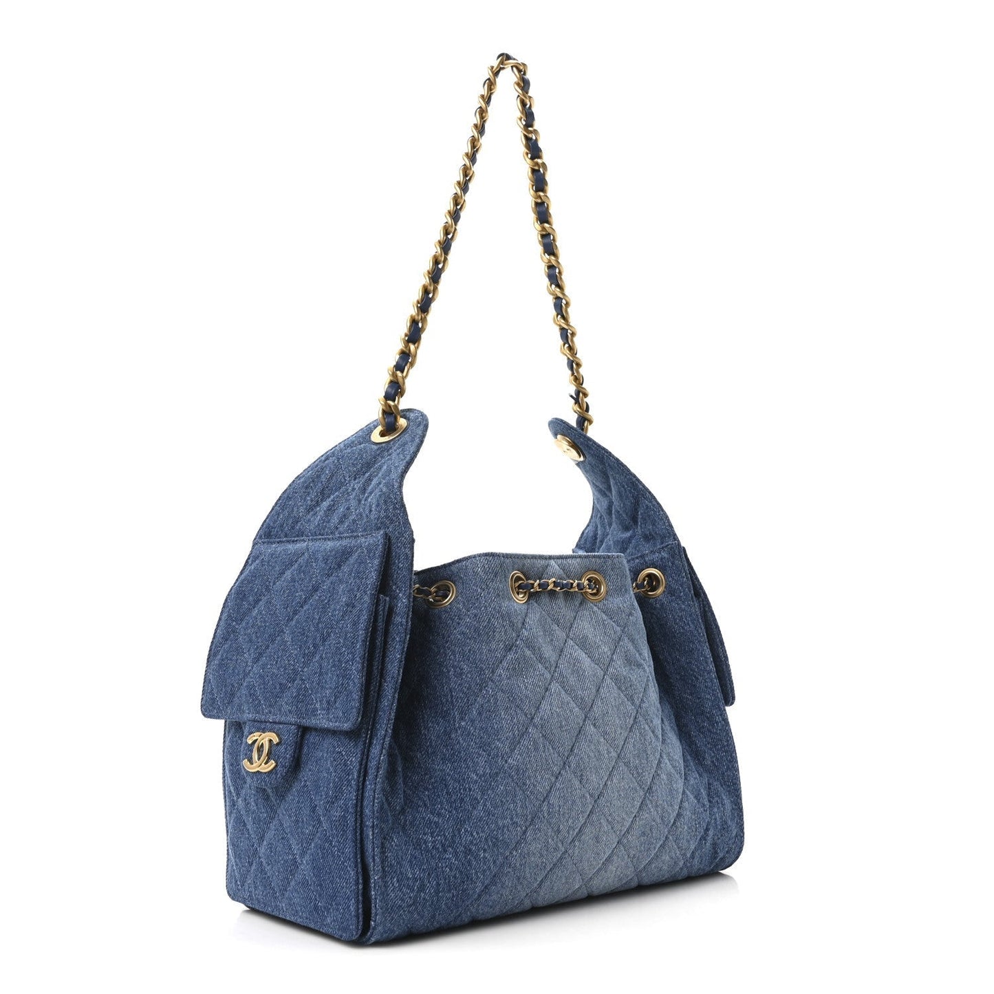 Washed Quilted Small Chanel 25 Handbag Blue
