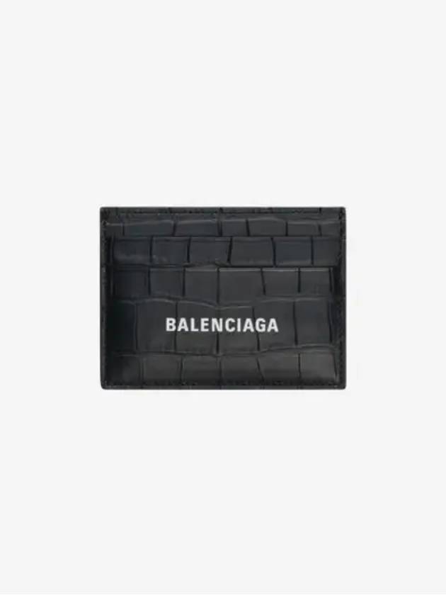 Luxury Balenciaga Trending 2026 Crocodile Logo Card Wallet Black