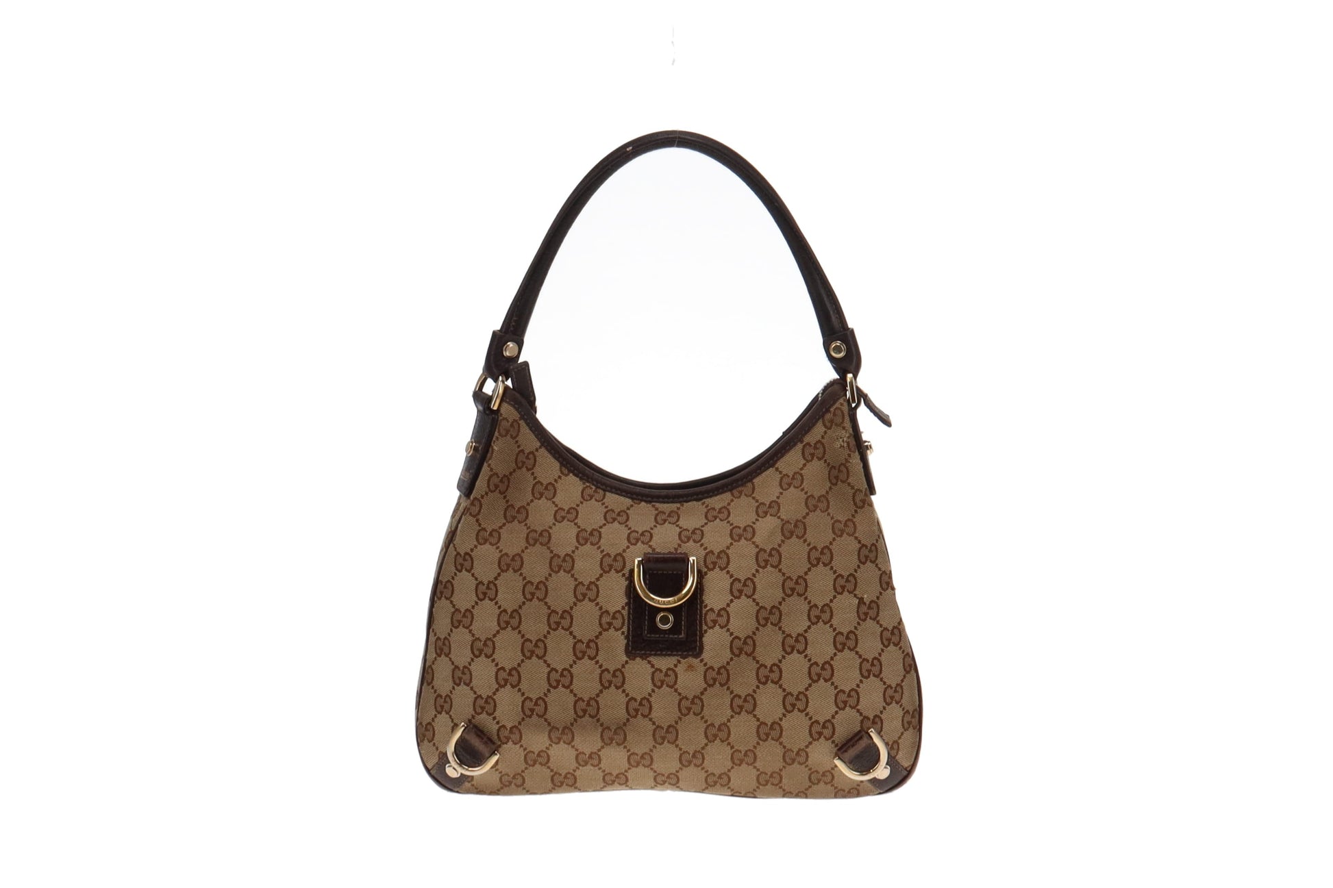 Gucci Abbey Brown Leather Canvas Shoulder Bag Style 1