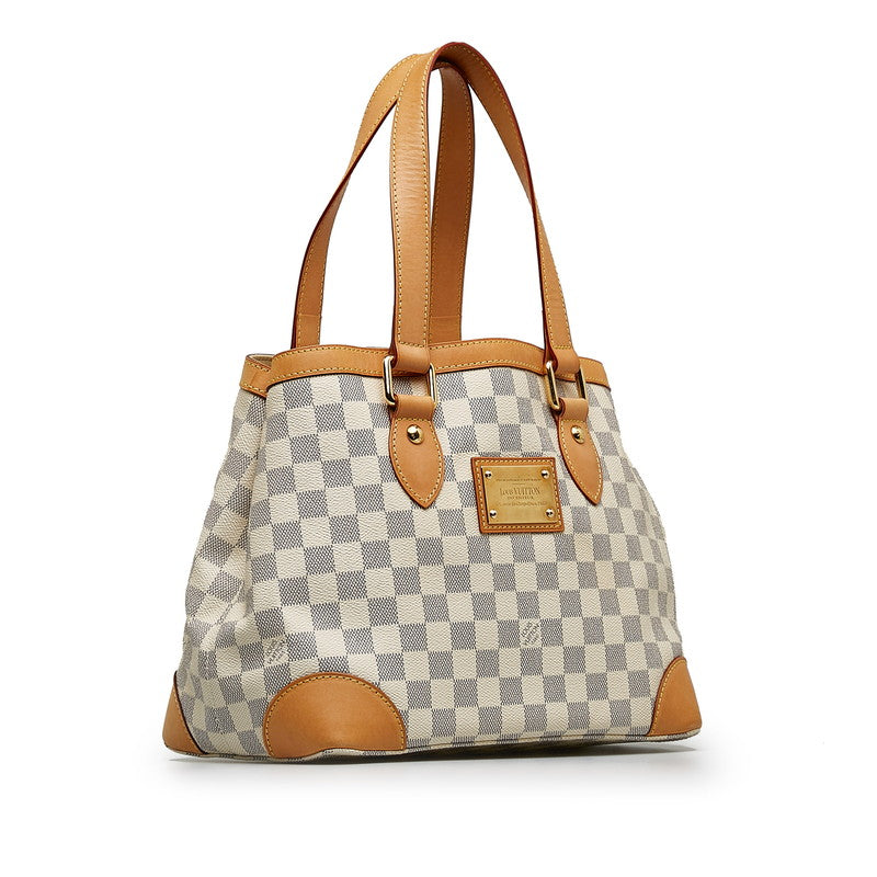 Louis Vuitton Damier Azur Hamsteed PM Handbag N51207 White PVC Leather Lady Louis Vuitton