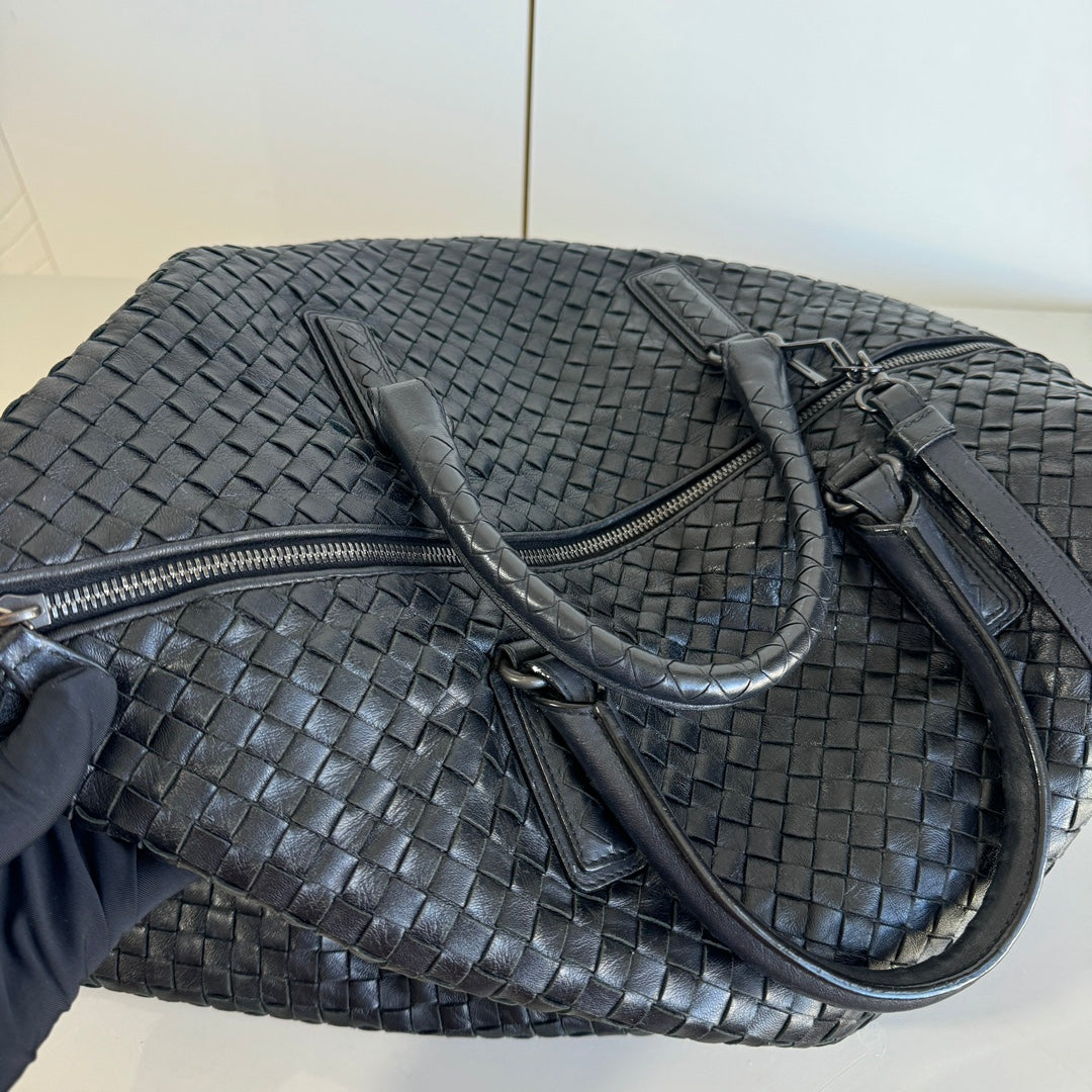 Bottega Veneta Maxi Convertible Tote Bag Hobo Black Leather Two-way Carry 50cm
