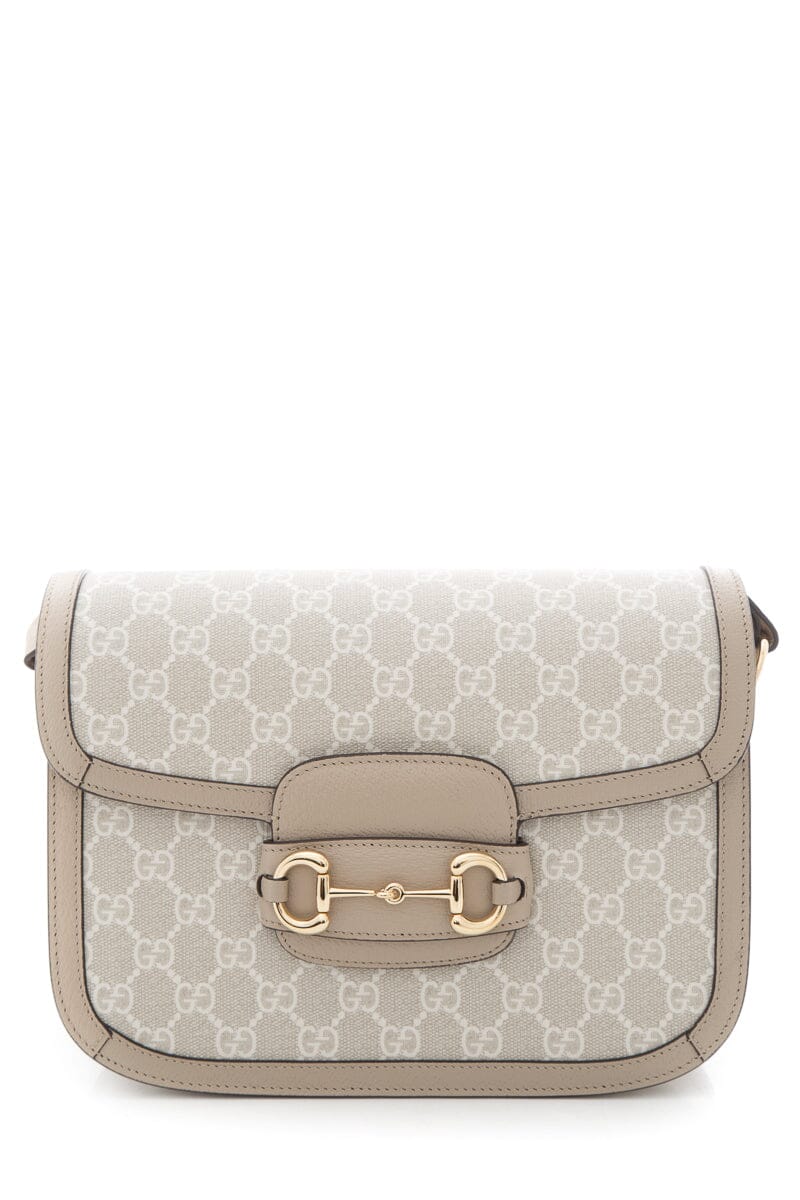 Gucci Horsebit Beige Monogram Handbag