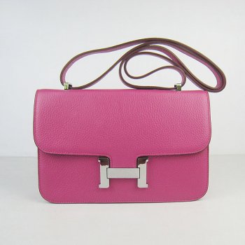 Luxury Hermes Constance 28cm Togo Leather Bag Peach Silver