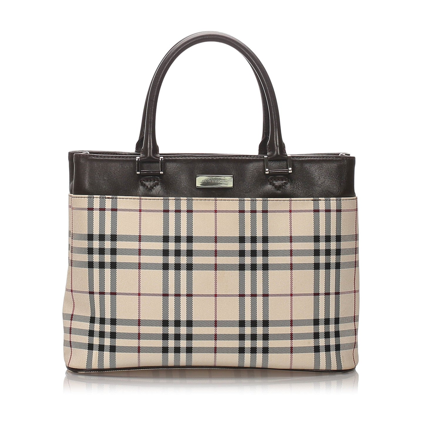 Burberry Brown Beige Nylon Fabric Ho Check Tote Bag United Kingdom
