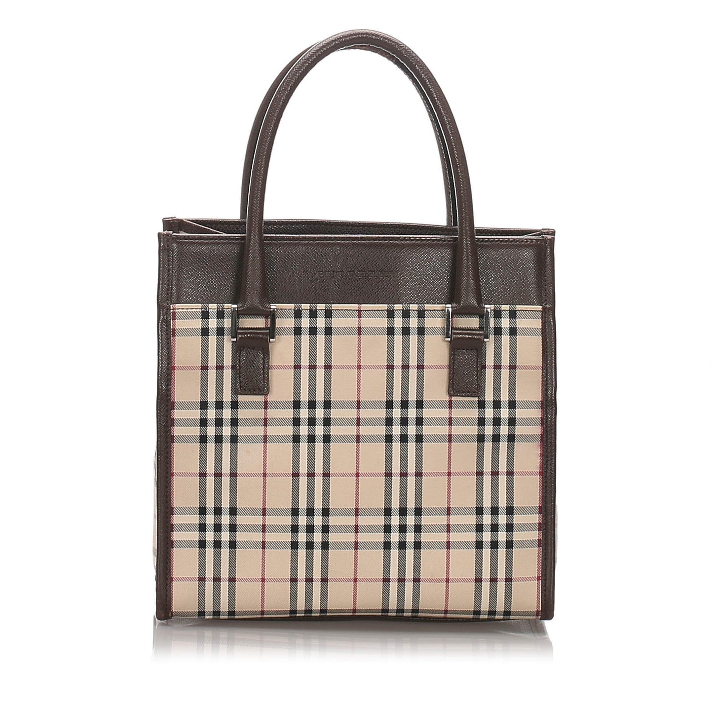 Burberry Brown Beige Canvas Fabric Ho Check Tote Bag United Kingdom