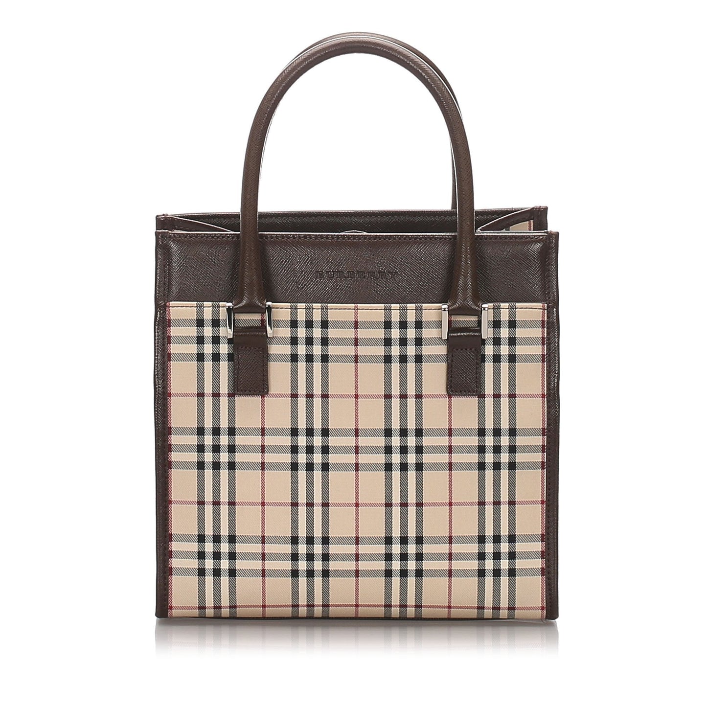 Burberry Brown Beige Canvas Fabric Ho Check Tote Bag United Kingdom