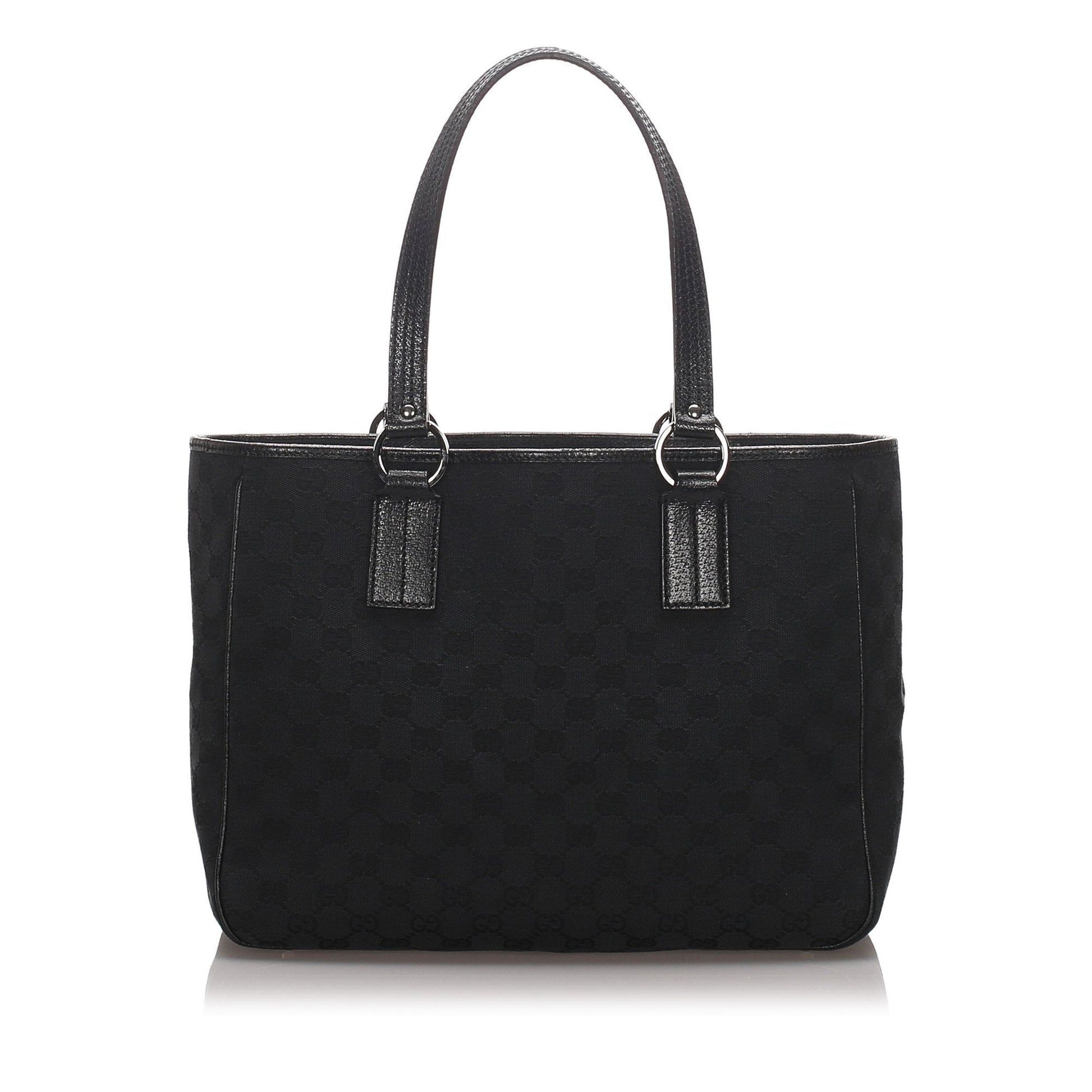 Gucci Black Leather Canvas Tote Style 8