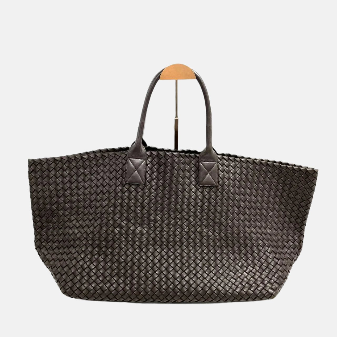 Bottega Veneta Cabat Large Intreccio Leather Tote Bag Dark Chocolate Brown 42cm