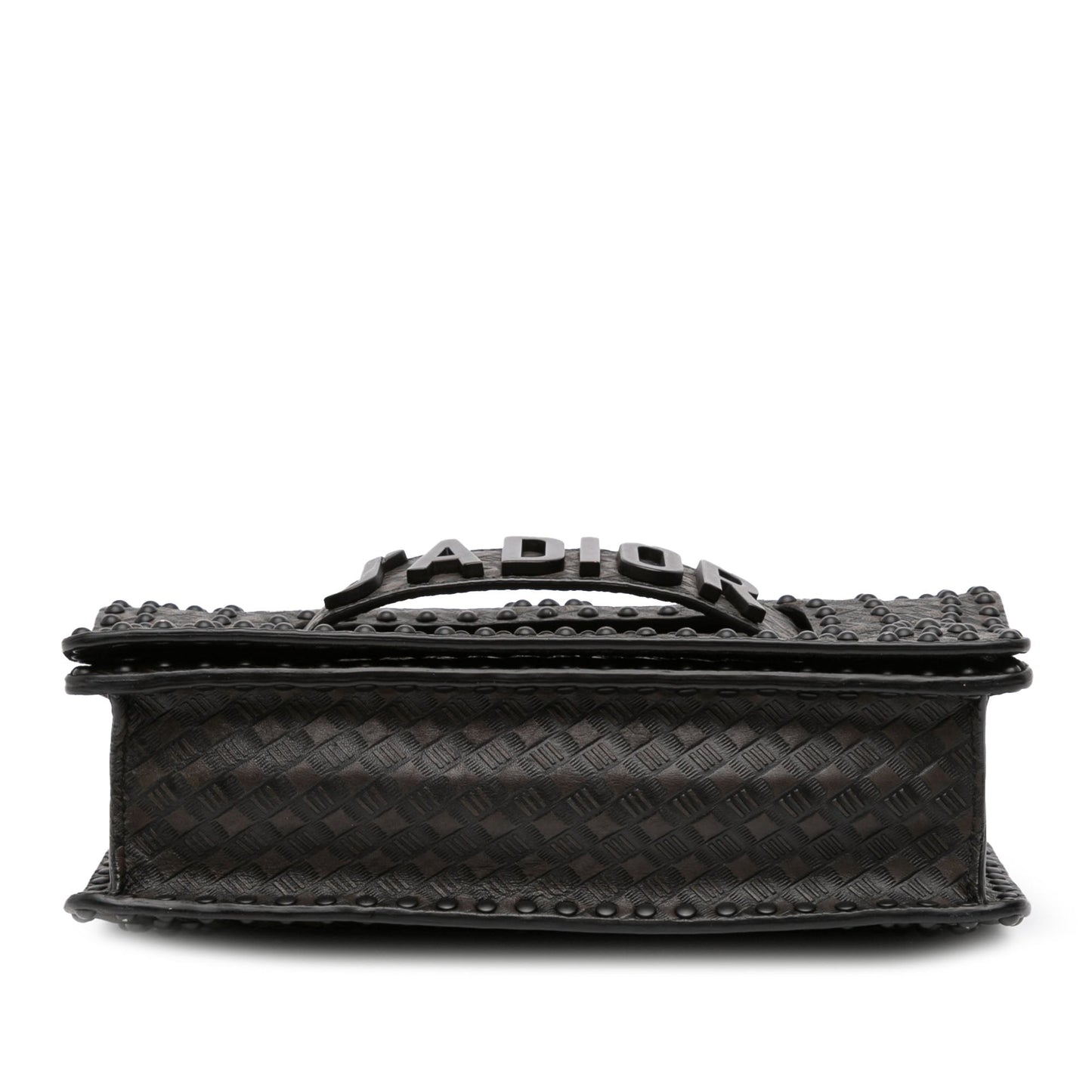 Black Dior Medium Embossed Calfskin Studded JAdior Chain Flap Shoulder Bag