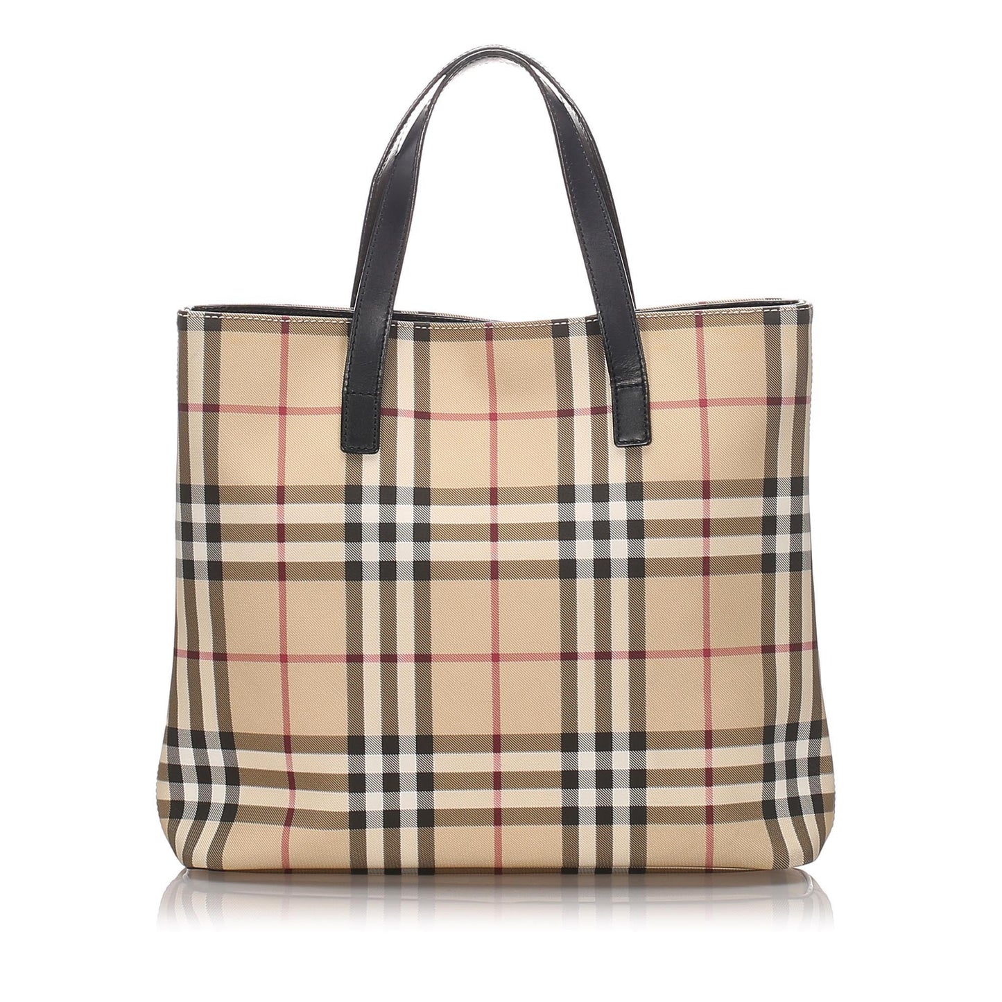 Burberry Brown Beige Canvas Fabric Ho Check Tote Bag United Kingdom