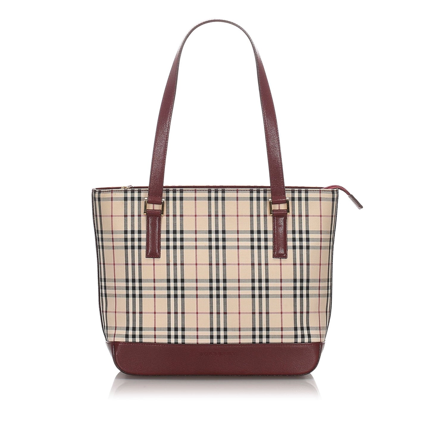 Burberry Brown Beige Canvas Fabric Ho Check Tote Bag United Kingdom