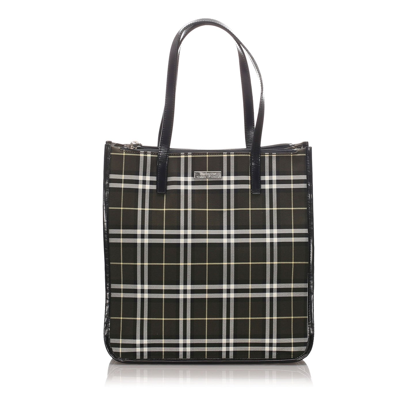 Burberry Black Canvas Fabric Ho Check Tote Bag United Kingdom