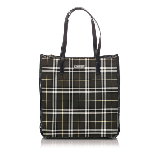 Burberry Black Canvas Fabric Ho Check Tote Bag United Kingdom
