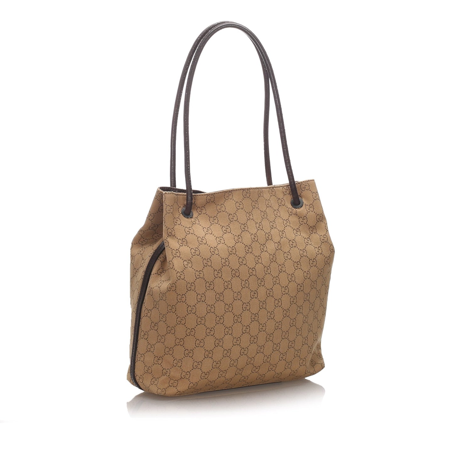 Gucci Brown Leather Canvas Tote Style 11