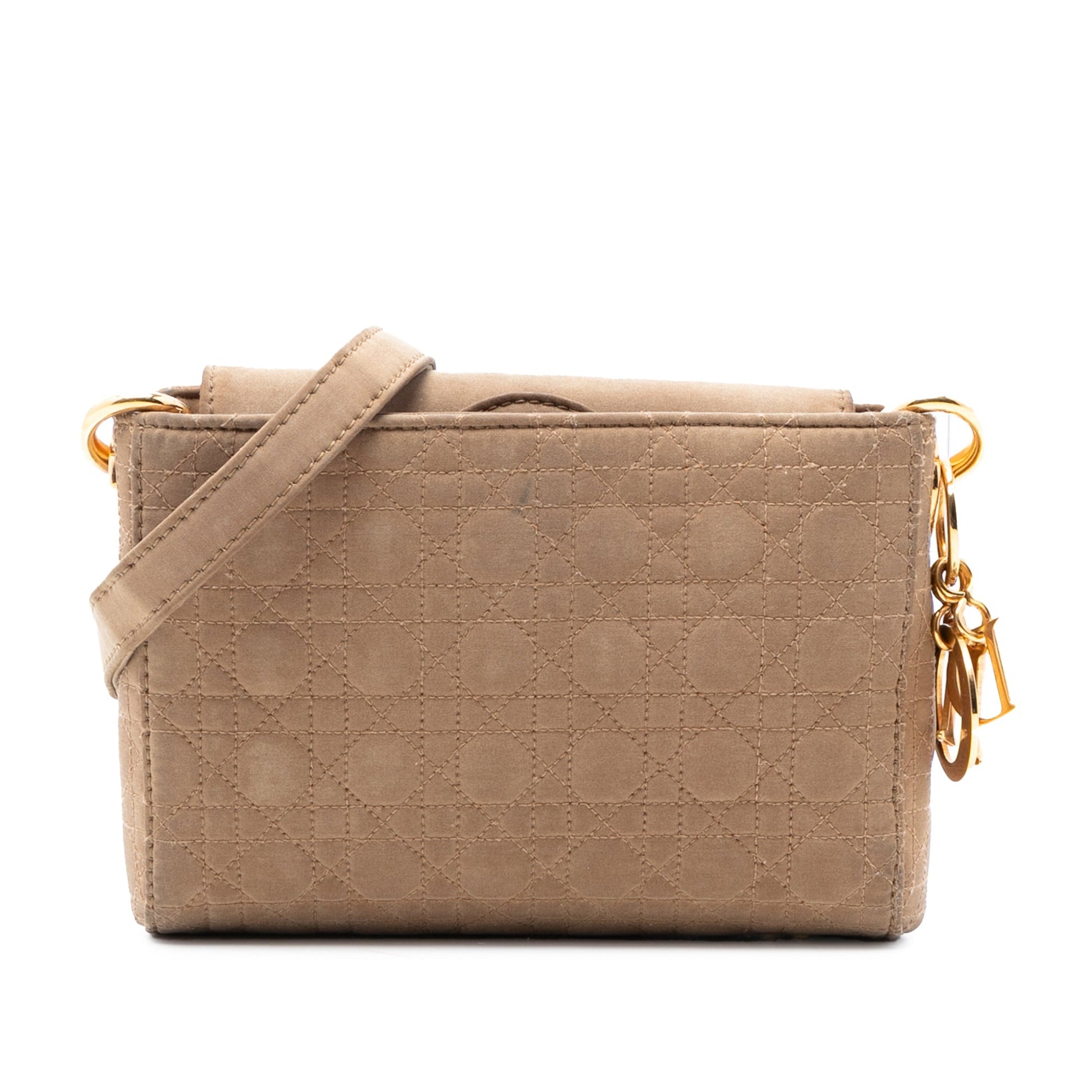 Tan Dior Suede Cannage Lady Dior Crossbody