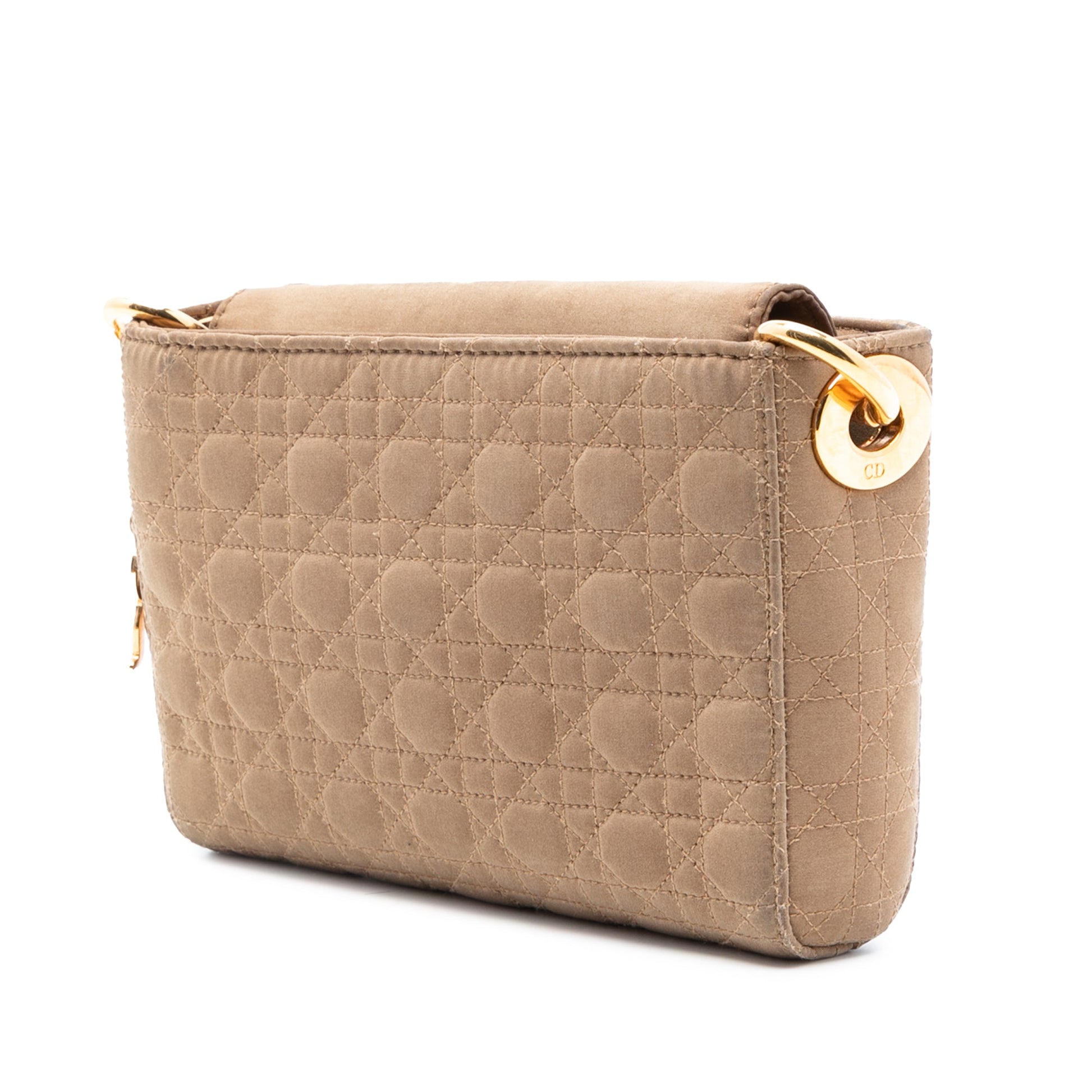 Tan Dior Suede Cannage Lady Dior Crossbody