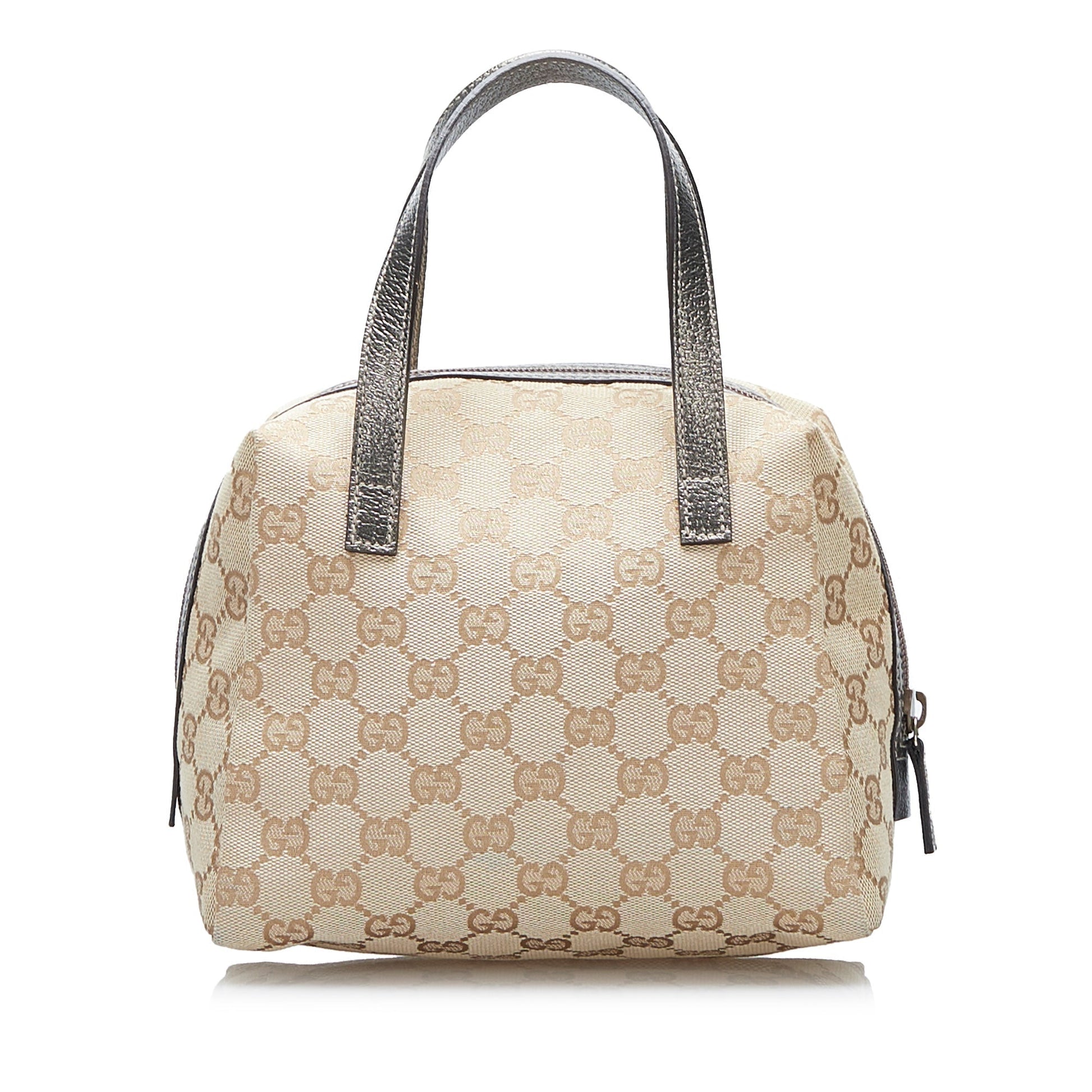 Gucci Brown Leather Canvas Handbag