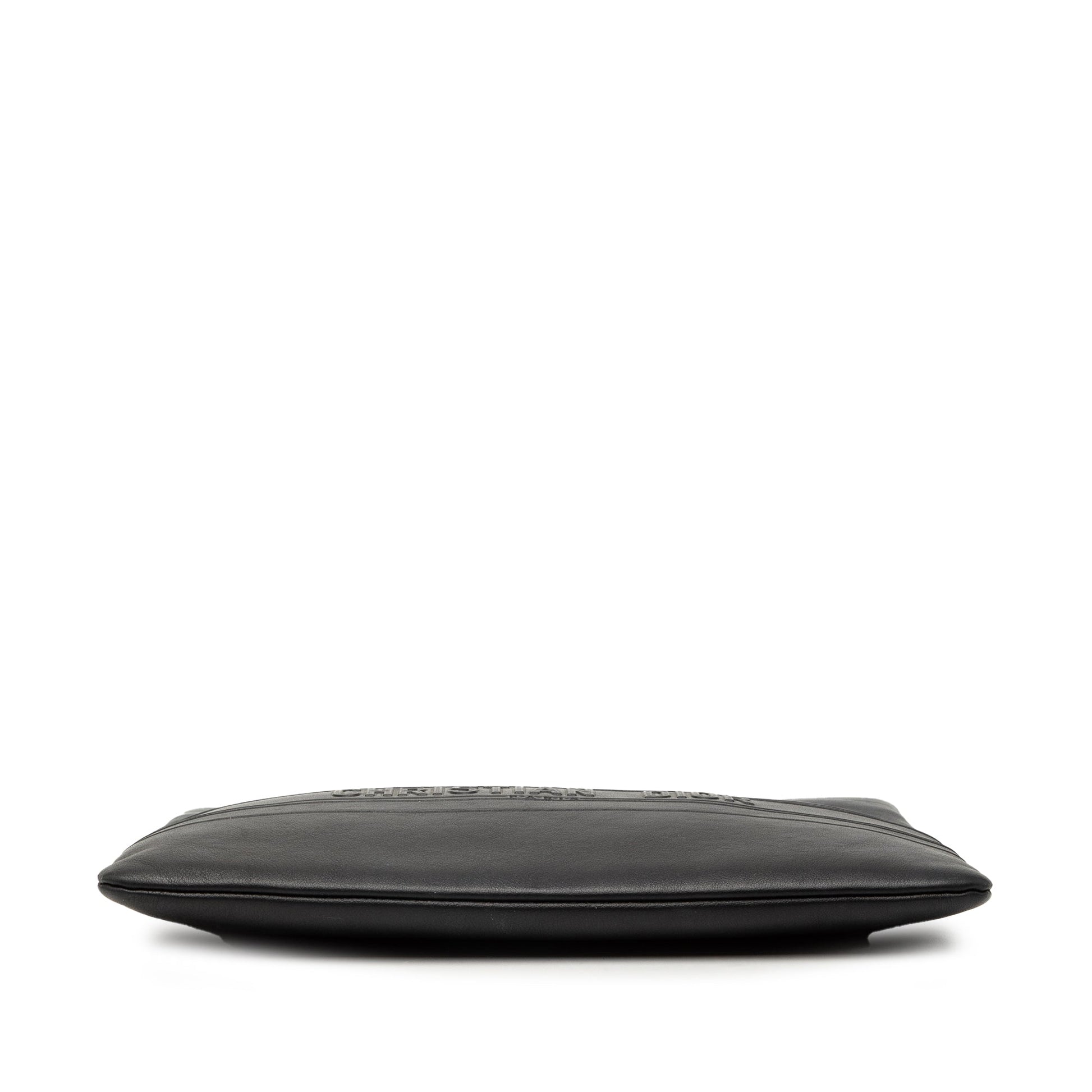 Black Dior Logo Embossed Leather Clutch