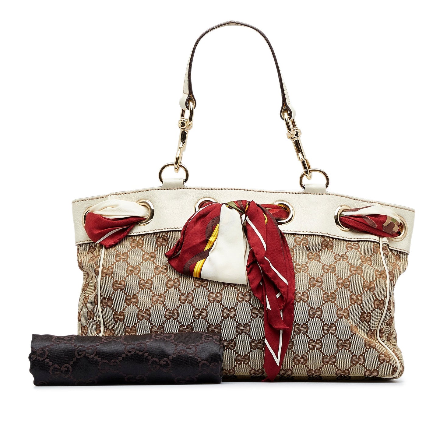 Gucci Brown Leather Canvas Tote Style 13