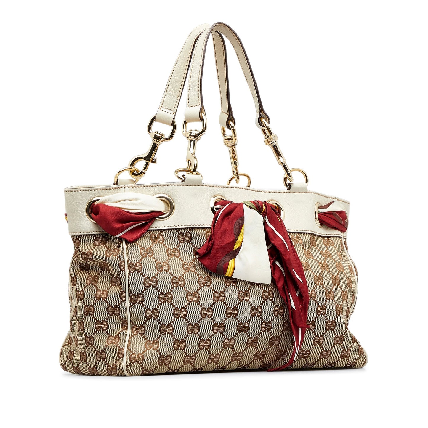 Gucci Brown Leather Canvas Tote Style 13