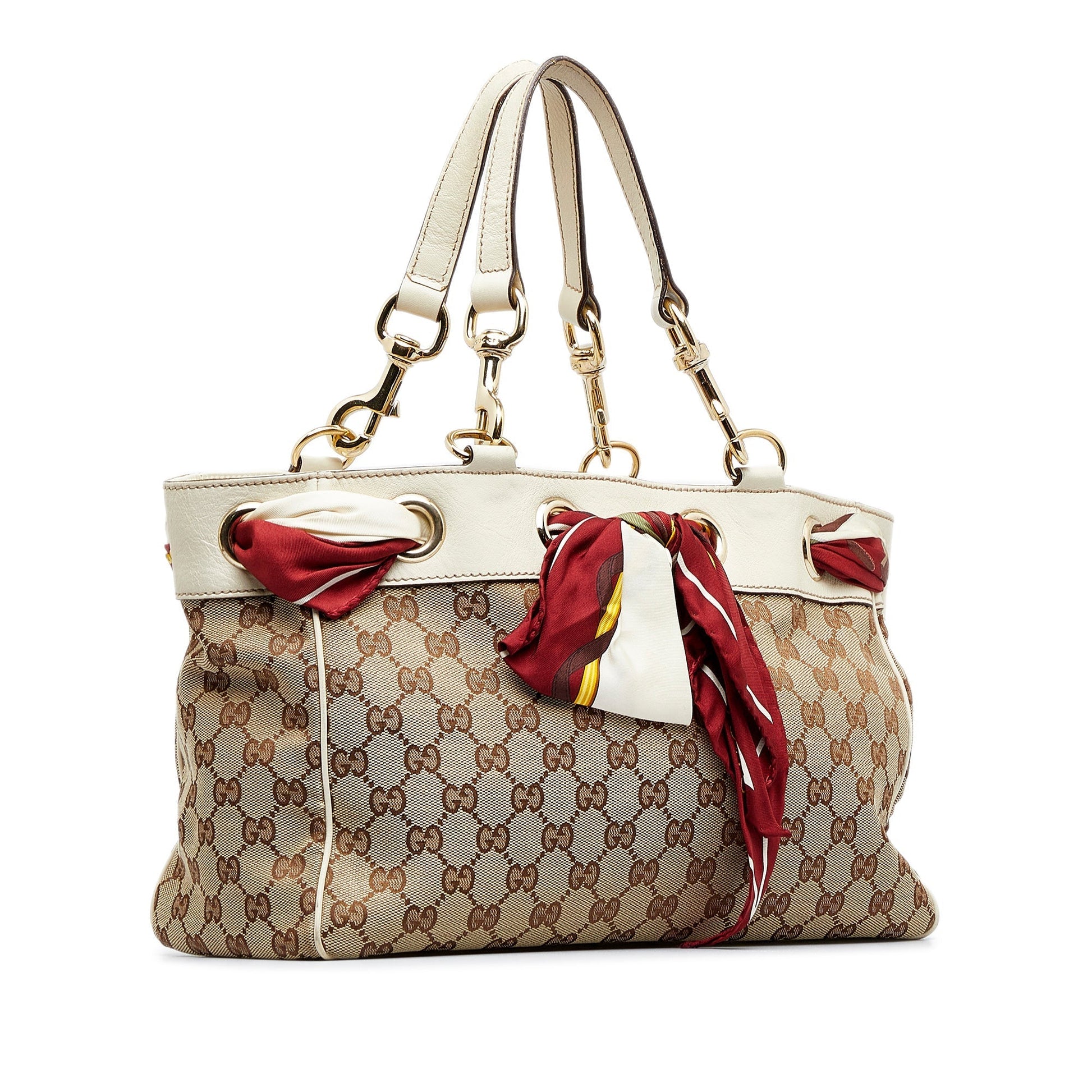 Gucci Brown Leather Canvas Tote Style 13