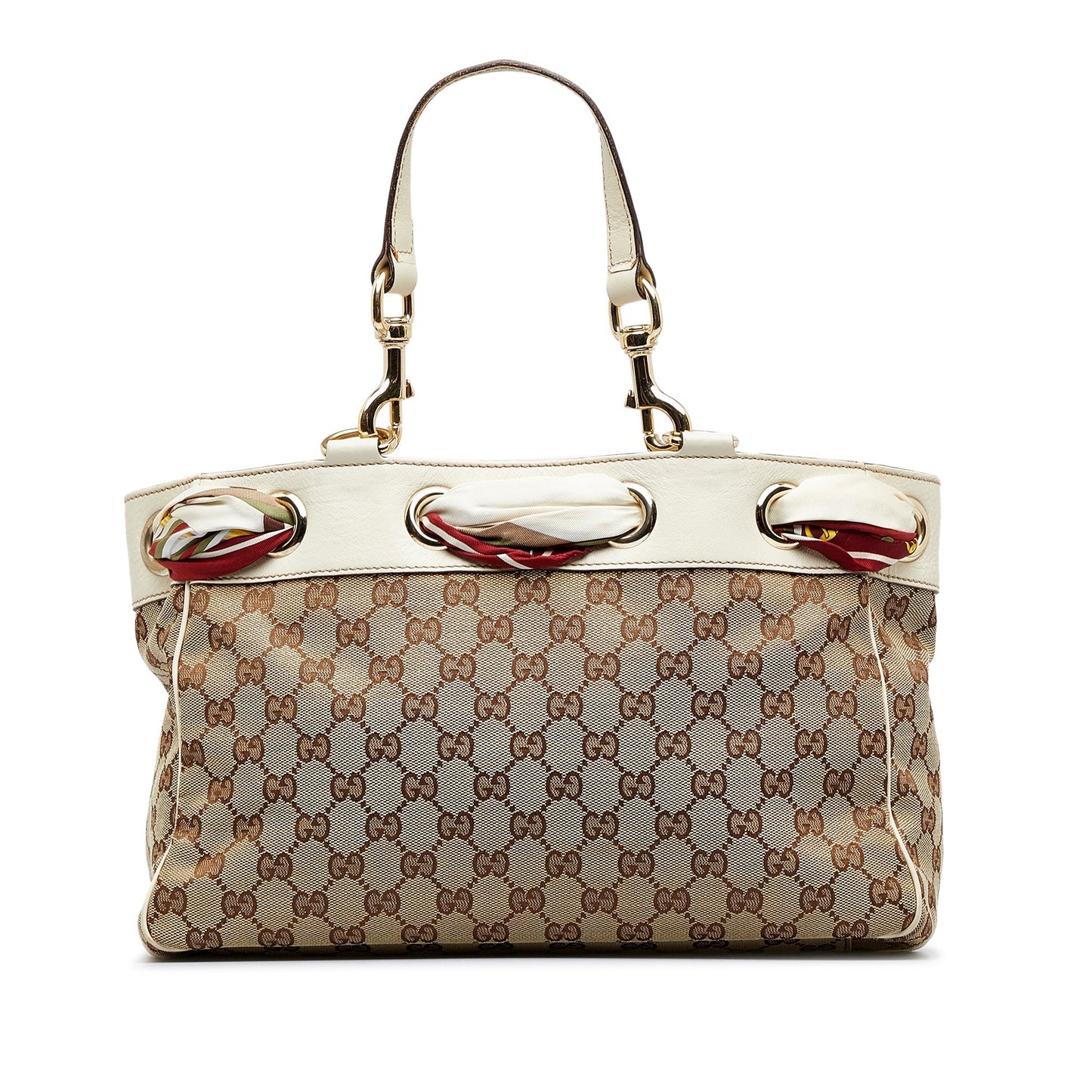 Gucci Brown Leather Canvas Tote Style 13