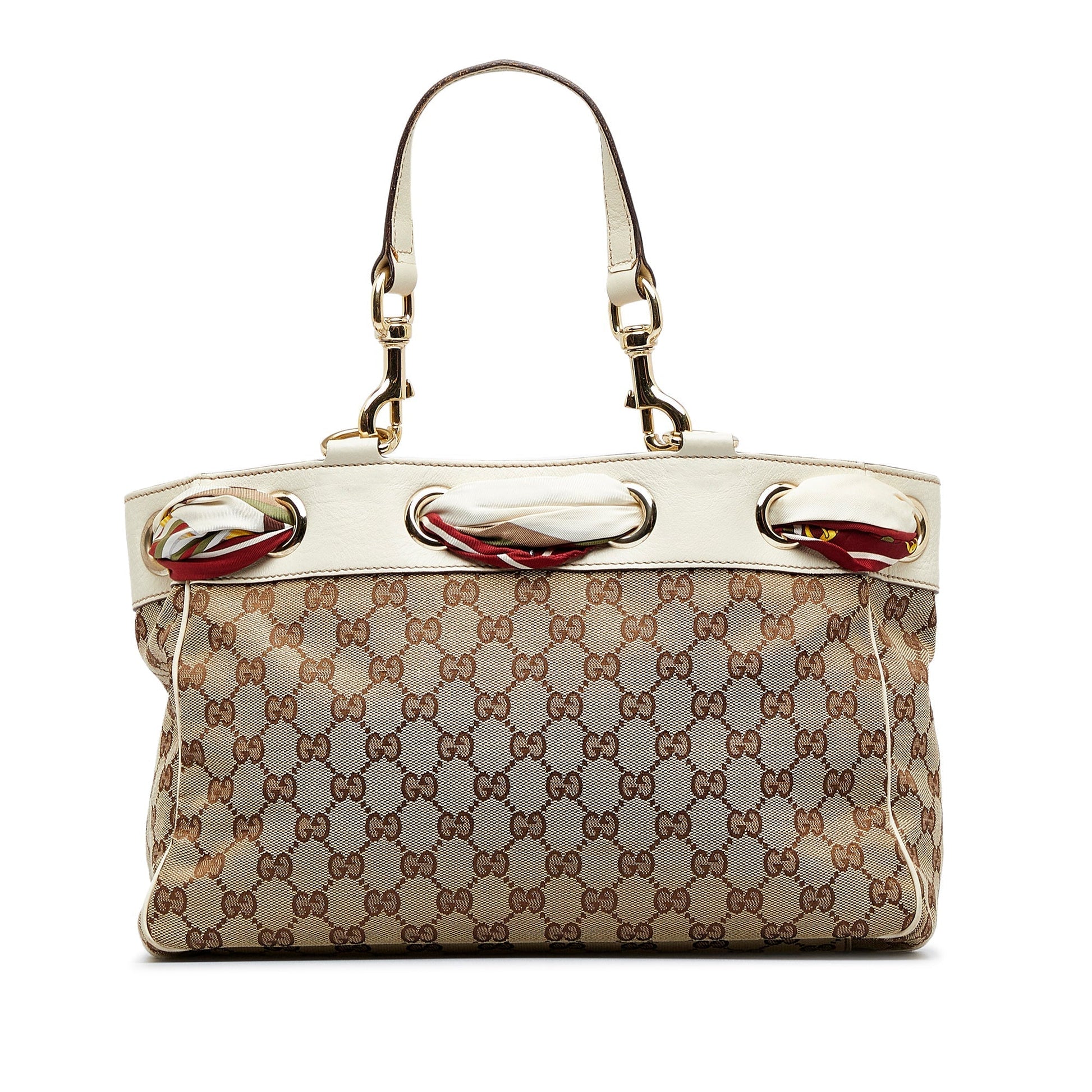 Gucci Brown Leather Canvas Tote Style 13