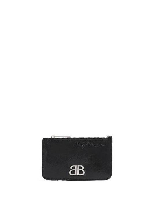 Luxury Balenciaga Trending 2026 BB Logo Zipper Card Wallet Black