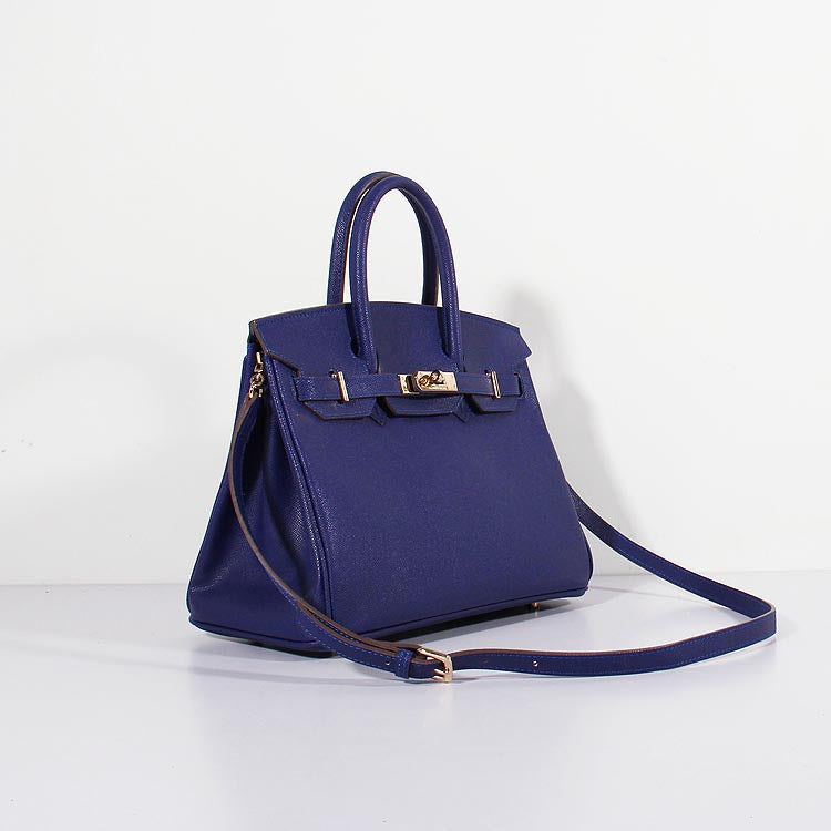 Luxury Hermes 30cm Birkin Bag Epsom Leather with Strap Electric Blue Gold